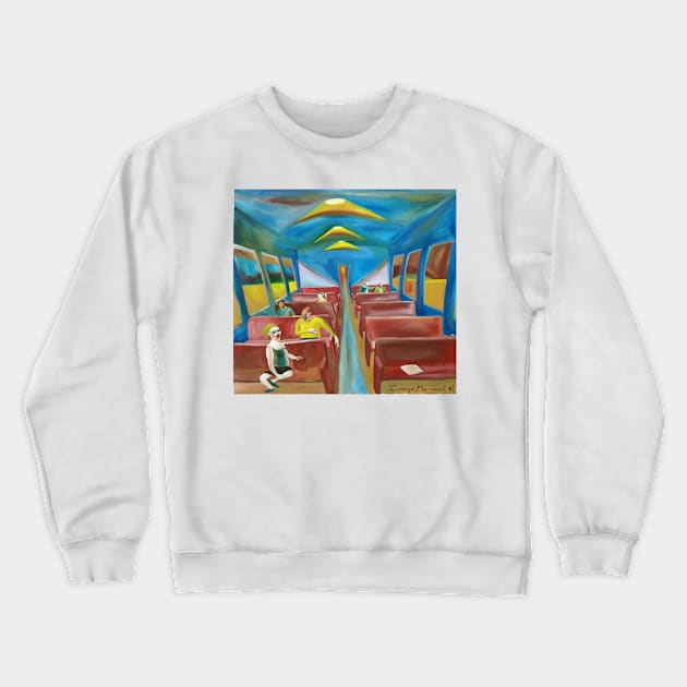 Red seats train 2 Crewneck Sweatshirt by diegomanuel